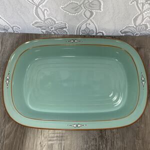 Noritake Stoneware Boulder Ridge Rectangular Baker Casserole Dish 8674 Turquoise